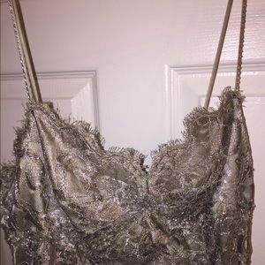 Christyne Forti Silver Lace &Sequin Cocktail Dress